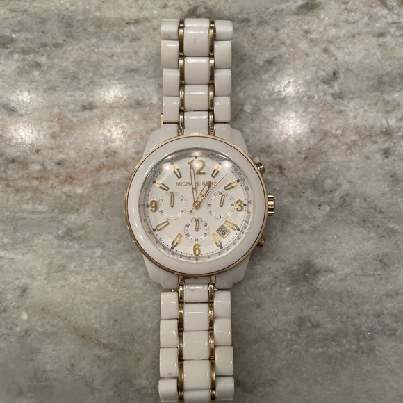 Michael Kors Gold and White Chronograph Watch - Picture 2 of 9
